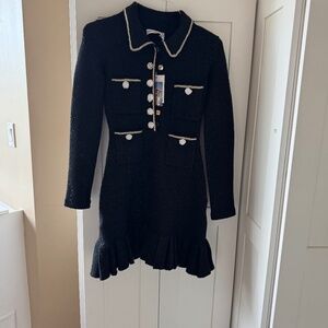 NWT SELF PORTRAIT BLACK LONGSLEEVE DRESS WITH EMBELISHMENTS